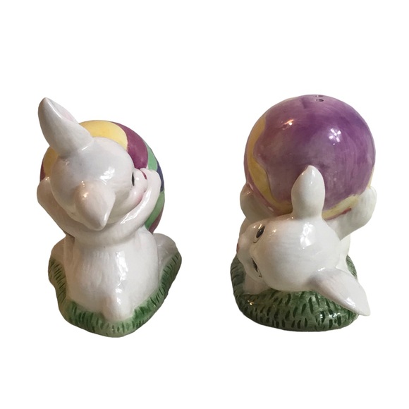 Fitz And Floyd Salt Pepper Shakers Easter Bunny Rabbits Eggs Spring Decorations - Picture 3 of 8